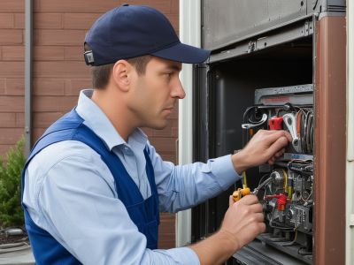 Emergency furnace service technician with tools arriving at home